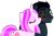 Size: 2774x1837 | Tagged: safe, artist:amgiwolf, oc, oc only, oc:black tiger, oc:pinky rose, pony, unicorn, zebra, blushing, bust, cheek kiss, eye scar, eyelashes, eyes closed, female, horn, kissing, male, mare, scar, simple background, smiling, stallion, straight, transparent background, unicorn oc, wide eyes, zebra oc