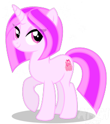 Size: 1521x1714 | Tagged: safe, artist:amgiwolf, oc, oc only, oc:pinky rose, pony, unicorn, female, horn, mare, raised hoof, simple background, smiling, solo, transparent background, unicorn oc