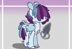 Size: 2388x1638 | Tagged: safe, artist:caramelbolt24, oc, oc only, oc:dusty feathers, pegasus, pony, chest fluff, ear fluff, hoof fluff, magical lesbian spawn, male, offspring, parent:fluttershy, parent:twilight sparkle, parents:twishy, pegasus oc, solo, stallion, two toned wings, wings