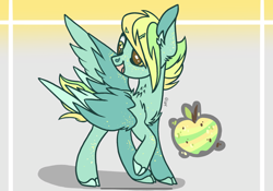 Size: 2388x1668 | Tagged: safe, artist:caramelbolt24, artist:teepew, oc, oc only, oc:zap apple, pegasus, pony, base used, chest fluff, cloven hooves, ear fluff, looking back, magical lesbian spawn, offspring, open mouth, parent:applejack, parent:rainbow dash, parents:appledash, pegasus oc, solo, two toned wings, wings