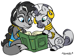 Size: 1024x768 | Tagged: safe, artist:wolfn85, zecora, g4, book, cute, lupe wolf, reading, simple background, sonic the hedgehog (series), transparent background