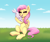 Size: 2372x2000 | Tagged: safe, artist:confetticakez, angel bunny, fluttershy, pegasus, pony, rabbit, g4, angelbetes, animal, blushing, cute, eyes closed, female, high res, hug, mare, pet, shyabetes, sitting, underhoof