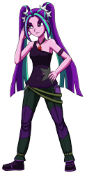 Size: 1496x3000 | Tagged: safe, artist:artemis-polara, aria blaze, equestria girls, g4, arm band, belt, clothes, pants, shirt, shoes, simple background, sleeveless, torn clothes, transparent background