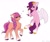 Size: 1700x1440 | Tagged: safe, artist:villjulie, pipp petals, sunny starscout, earth pony, pegasus, pony, g5, braid, chest fluff, duo, ear fluff, female, looking at each other, mare, raised hoof, red eyes, red-eyed pipp, simple background, skinny pipp, sparkles, unshorn fetlocks, white background, wings