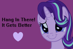 Size: 1037x706 | Tagged: safe, derpibooru exclusive, edit, edited screencap, editor:twilyisbestpone, screencap, starlight glimmer, pony, unicorn, g4, c:, cute, female, glimmerbetes, hair over one eye, heart, mare, positive ponies, purple background, simple background, smiling, solo, talking to viewer, truth