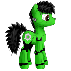 Size: 1280x1280 | Tagged: safe, artist:zocidem, oc, oc only, oc:wrench, cyborg, earth pony, pony, augmented, earth pony oc, male, male oc, simple background, solo, stallion, stallion oc, transparent background