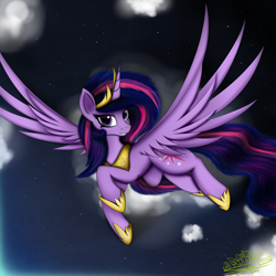 Size: 4000x4000 | Tagged: safe, artist:ser-p, twilight sparkle, alicorn, pony, g4, the last problem, absurd resolution, female, flying, mare, older, older twilight, older twilight sparkle (alicorn), princess twilight 2.0, signature, solo, spread wings, twilight sparkle (alicorn), wings