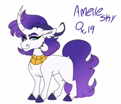 Size: 3239x2780 | Tagged: safe, artist:dodiejinx, oc, oc only, oc:amelle sky, dracony, hybrid, pony, unicorn, female, high res, interspecies offspring, mare, not rarity, offspring, parent:rarity, parent:spike, parents:sparity, simple background, solo, white background