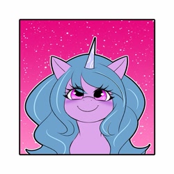 Size: 689x689 | Tagged: safe, artist:yychannel1130, izzy moonbow, pony, unicorn, g5, blushing, cute, female, izzybetes, mare, smiling, solo