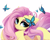 Size: 5000x4000 | Tagged: safe, artist:xsatanielx, fluttershy, butterfly, pegasus, pony, g4, absurd resolution, cheek fluff, chest fluff, cute, ear fluff, eyeshadow, female, floppy ears, lidded eyes, looking at you, makeup, mare, shyabetes, signature, simple background, smiling, solo, spread wings, white background, wing fluff, wings