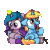 Size: 1000x1000 | Tagged: safe, artist:sugar morning, part of a set, izzy moonbow, oc, oc:dusking sky, pony, unicorn, g5, animated, ball, can, chibi, commission, cookie, cookie jar, cute, drinking, eating, female, food, frame by frame, gif, horn, horn impalement, izzy's tennis ball, izzybetes, mare, ocbetes, simple background, sitting, sugar morning's snacc and drincc, tennis ball, transparent background, ych result