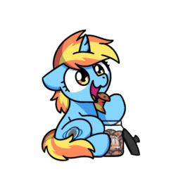 Size: 1000x1000 | Tagged: safe, artist:sugar morning, part of a set, oc, oc only, oc:dusking sky, pony, unicorn, g4, animated, chibi, commission, cookie, cookie jar, cute, eating, female, food, frame by frame, gif, mare, simple background, sitting, solo, sugar morning's snacc and drincc, transparent background, ych result