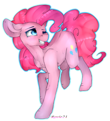 Size: 1294x1426 | Tagged: safe, artist:r-r-rosie, pinkie pie, earth pony, pony, g4, dock, grin, one eye closed, smiling, solo, wink