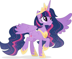 Size: 5858x4805 | Tagged: safe, artist:inaactive, twilight sparkle, alicorn, pony, g4, the last problem, absurd resolution, crown, cutie mark, ethereal mane, female, hoof shoes, horn, jewelry, mare, older, older twilight, older twilight sparkle (alicorn), peytral, princess twilight 2.0, regalia, simple background, solo, spread wings, starry mane, transparent background, twilight sparkle (alicorn), vector, wings