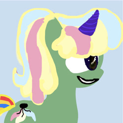 Size: 658x661 | Tagged: safe, oc, oc:pastel marker, pony, unicorn, corrupted, cutie mark, female, mare, solo, the derpibooru anons