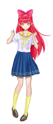 Size: 1757x4110 | Tagged: safe, artist:erim-kawamori, apple bloom, human, g4, anime style, humanized, simple background, solo, transparent background