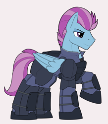 Size: 3170x3641 | Tagged: safe, artist:whiskeypanda, oc, oc only, oc:brickfielder, pegasus, pony, armor, high res, male, simple background, solo, stallion