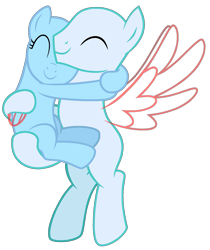 Size: 1491x1779 | Tagged: safe, artist:katsubases, oc, oc only, earth pony, pegasus, pony, bald, base, bridal carry, carrying, duo, eyes closed, female, holding a pony, hug, male, mare, pegasus oc, simple background, smiling, stallion, transparent background, wings