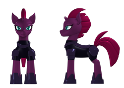 Size: 3500x2500 | Tagged: safe, artist:argos90, fizzlepop berrytwist, tempest shadow, pony, g4, 3d, female, high res, mare, reference sheet, simple background, solo, transparent background