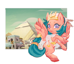 Size: 700x600 | Tagged: safe, artist:oriburst, somnambula, pegasus, pony, g4, female, flying, mare, smiling, solo, somnambula (location)