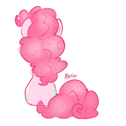 Size: 2000x2000 | Tagged: safe, artist:fluffyxai, pinkie pie, g4, facing away, fluffy mane, fluffy tail, high res, rear view, simple background, sitting, white background