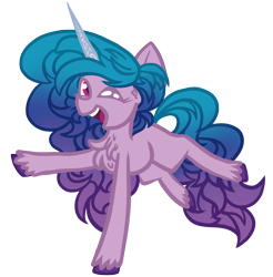Size: 3322x3382 | Tagged: safe, artist:aquapegasus, izzy moonbow, pony, unicorn, g5, chest fluff, female, high res, looking at you, mare, one eye closed, open mouth, simple background, solo, transparent background, unshorn fetlocks, wink