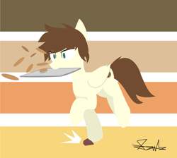Size: 3606x3238 | Tagged: safe, artist:samsailz, oc, pegasus, pony, cookie, food, high res, rock, shocked, surprised, tray, tripping
