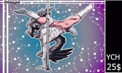 Size: 2330x1400 | Tagged: safe, artist:theking_salt, oc, pegasus, anthro, commission, male, muscles, paypal, pegasus oc, pole, pole dancing, stripper pole, wings, ych example, your character here