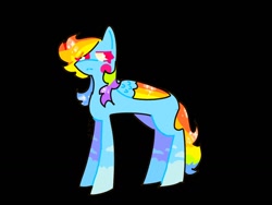 Size: 1024x768 | Tagged: safe, artist:fr0z3n-f3nn3k, rainbow dash, pegasus, pony, g4, alternate design, black background, colored wings, kidcore, multicolored wings, rainbow wings, simple background, solo, wings