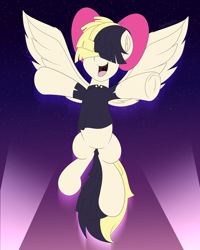 Size: 4800x6000 | Tagged: safe, alternate version, artist:aarondrawsarts, songbird serenade, pegasus, pony, g4, my little pony: the movie, commission, female, frog (hoof), mare, smiling, solo, spotlight, spread wings, underhoof, wings