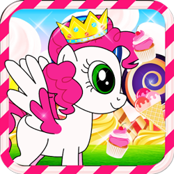 Size: 300x300 | Tagged: safe, pinkie pie, pegasus, pony, g4, app icon, bootleg, candy, candyland, crown, cupcake, food, game, jewelry, lollipop, my little pony candy land game, pegasus pinkie pie, race swap, recolor, regalia, smiling, sparkles