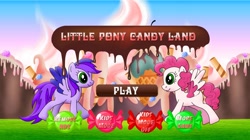 Size: 1370x768 | Tagged: safe, pegasus, pony, bootleg, candy, candyland, duo, food, game, my little pony candy land game, not pinkie pie, recolor, title screen