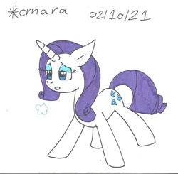 Size: 1076x1053 | Tagged: safe, artist:cmara, rarity, pony, unicorn, g4, eyeshadow, female, makeup, mare, open mouth, sigh, simple background, solo, traditional art, white background