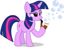 Size: 1581x1156 | Tagged: safe, artist:navitaserussirus, twilight sparkle, pony, unicorn, g4, blowing bubbles, bubble, bubble pipe, female, pipe, show accurate, simple background, solo, transparent background, unicorn twilight, vector