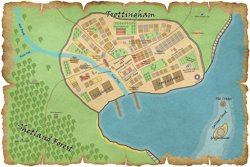 Size: 1024x683 | Tagged: safe, alternate version, artist:malte279, tails of equestria, griffish isles, map, parchment, pen and paper rpg, trottingham, worldbuilding