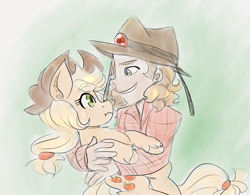 Size: 1040x811 | Tagged: safe, artist:mimiporcellini, applejack, earth pony, human, g4, crossover, crossover shipping, female, hol horse, holjack, interspecies, jojo's bizarre adventure, male, shipping, straight
