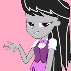 Size: 600x602 | Tagged: safe, artist:octascratchrock, octavia melody, equestria girls, g4, bedroom eyes, belt, bow, bowtie, button, buttons, clothes, cute, dress shirt, necktie, pink, purple, sexy, skirt, solo, teenager, vest
