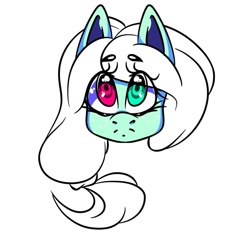 Size: 1080x1080 | Tagged: safe, alternate version, artist:tessa_key_, oc, oc only, earth pony, pony, bust, colored, earth pony oc, eye clipping through hair, eyelashes, heterochromia, simple background, solo, white background