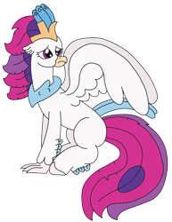 Size: 1892x2448 | Tagged: safe, artist:supahdonarudo, queen novo, classical hippogriff, hippogriff, my little pony: the movie, cute, novobetes, sad, simple background, sitting, transparent background