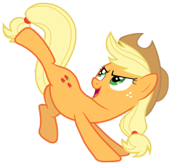 Size: 7300x7000 | Tagged: safe, artist:tardifice, applejack, earth pony, pony, g4, absurd resolution, applejack's hat, cowboy hat, female, hat, kicking, looking up, open mouth, simple background, solo, transparent background, vector