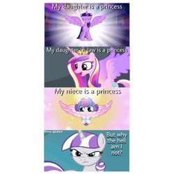 Size: 1080x1080 | Tagged: safe, artist:luna.queex, edit, edited screencap, screencap, princess cadance, princess flurry heart, twilight sparkle, twilight velvet, alicorn, pony, unicorn, equestria games (episode), g4, magical mystery cure, the crystalling, 2020, comic, eyes closed, female, frown, mare, screencap comic, smiling, spread wings, twilight sparkle (alicorn), unamused, wings