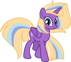 Size: 5870x5140 | Tagged: safe, artist:shootingstarsentry, oc, oc only, oc:shooting star sentry, alicorn, pony, absurd resolution, alicorn oc, female, folded wings, horn, mare, simple background, smiling, solo, transparent background, vector, wings