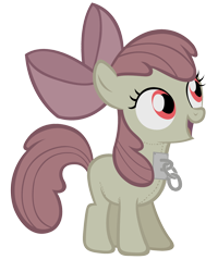 Size: 960x1200 | Tagged: safe, artist:plinko, edit, apple bloom, oc, oc:apfelblüte, earth pony, pony, g4, bow, chains, female, filly, hair bow, smiling