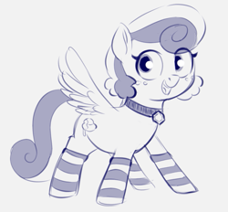 Size: 807x750 | Tagged: safe, artist:heretichesh, oc, oc only, oc:buzzy bumbles, pegasus, pony, blushing, clothes, collar, female, happy, honeycomb (structure), mare, socks, solo, striped socks