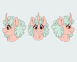 Size: 2000x1600 | Tagged: artist needed, safe, oc, oc:luna doodle, pony, unicorn, different angles, freckles, head only, smiling