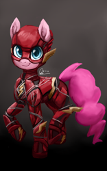 Size: 1600x2560 | Tagged: safe, artist:raphaeldavid, pinkie pie, earth pony, pony, g4, clothes, cosplay, costume, crossover, dc comics, dc extended universe, ponk, power ponies, solo, the flash, zack snyder's justice league