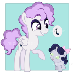 Size: 1840x1876 | Tagged: safe, artist:interstellar-quartz, oc, oc only, oc:rhythm hitbeat, oc:weather melody, pegasus, pony, unicorn, baby, baby pony, female, male, offspring, parent:rumble, parent:sweetie belle, parents:rumbelle, teenager