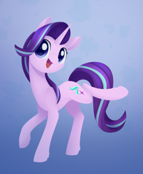 Size: 1130x1376 | Tagged: safe, artist:dusthiel, starlight glimmer, pony, unicorn, g4, cute, female, glimmerbetes, happy, looking at you, mare, raised leg, smiling, solo, starlight glimmer day