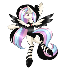 Size: 1670x1930 | Tagged: safe, artist:ladylullabystar, oc, oc only, oc:lita sparkle, alicorn, pony, alicorn oc, clothes, female, horn, leotard, mare, simple background, solo, transparent background, wings