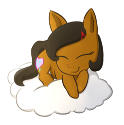 Size: 1576x1580 | Tagged: safe, artist:foxhatart, oc, oc only, oc:yanie, earth pony, pony, chibi, cloud, female, mare, simple background, solo, transparent background